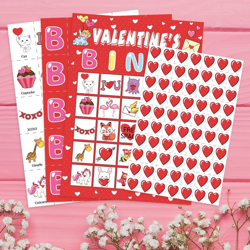 jollylife 40 Players Valentines Day Bingo Cards Party Supplies Activity for Adults(Red - Image 3